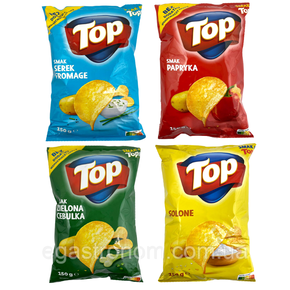 Чипси Топ в асортименті Top 150g 20шт/ящ (Код: 00-00013249)
