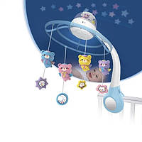 Музыкальный мобиль на аккумуляторе Baby Bell Teddy Bear 3 в 1 Мишки на кольцах голубой