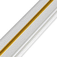 Плінтус самоклеючий Білий із золотою смужкою 2300*70*4мм багет ПП для стелі та стін декоративний