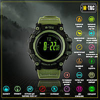 M-Tac часы тактические Adventure Black/Olive, военные наручные часы олива, мультифункциональные мужские часы