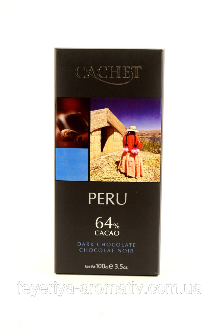 Бельгійський шоколад чорний 64% какао Cachet Peru 100гр (Бельгія)