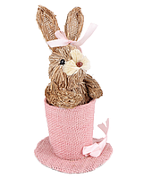Заєць в рожевому капелюшку, 21 см (6018-130) великодній декор
