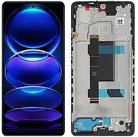 Дисплей для Xiaomi Redmi Note 12 Pro 5G, Poco X5 Pro 5G, із сенсором чорний + рамка оригінал (Китай)