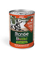 Влажный беззерновой корм Monge Bwild Grain Free Adult для взрослых собак всех пород с индейкой, тыквой и