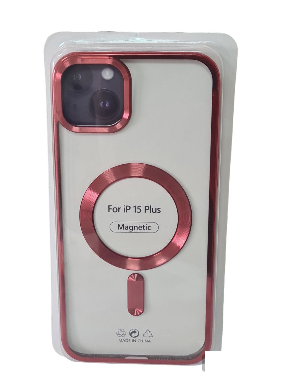 TPU хромовий чохол Chrome with Magnetic для Apple iPhone 15 (6.1") бордовий, фото 1