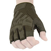 Беспалые тактические перчатки 2E Tactical Размер М Беспалые перчатки для военных. Цвет Зелёный ( ХАКИ )