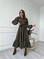 Женское вельветовое платье миди, размер: 42-52