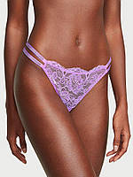 Женские трусики Victoria's Secret Shine Strap Lace Thong Panty кружево со стразами XS фиолетовый