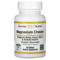 Магний хелат 105 мг California Gold Nutrition Magnesium Chelate для сердца и нервной системы 90 таблеток