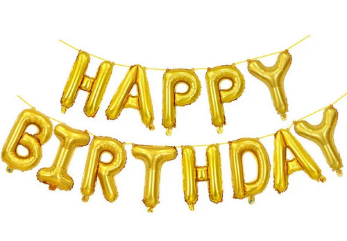 Фольговані букви | гірлянда "HAPPY BIRTHDAY", золоті, фото 1