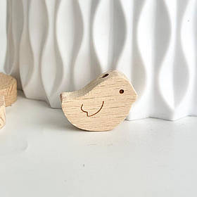 Бук Пташка 20*28мм (дерев'яні намистини) з малюнком