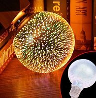 Лампочка 3D фейерверк (8803) / Лампа-нічник / Декоративна LED лампочка / Срібний