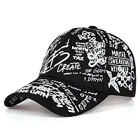 Бейсболка с надписью граффити мужская черного цвета, кепка с подписями стильная