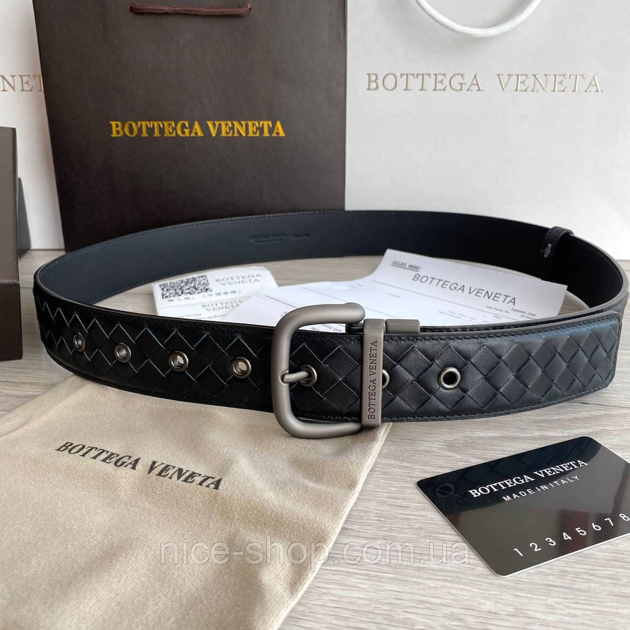 Ремінь bottega veneta шкіряний преміум класу в коробці