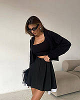 Женская юбка мини со вставками, женская юбка гармошка со вставками, женские юбки, трендовая юбка женская