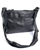Стильна чорна шкіряна сумка на 2 відділення, чорного кольору Натуральна шкіра