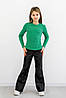 Лонгслів для дівчинки (розміри 116-164) | Трикотаж рубчик 'Мустанг' колір зелений, фото 7