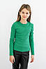 Лонгслів для дівчинки (розміри 116-164) | Трикотаж рубчик 'Мустанг' колір зелений, фото 2