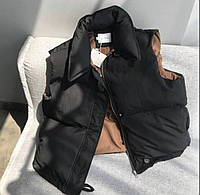 Женская жилетка, с карманами, на молнии, черная