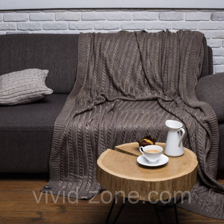 Покривало вʼязане VividZone КЛАСИК 180*220 бежевий
