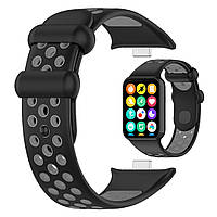 Силиконовый ремінець для Xiaomi Smart Band 8 Pro | HMU | чорний та темно-сірий