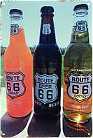 Металлическая табличка / постер "Маршрут 66 / Route 66 (Beer, Orange, Cream Soda)" 20x30см (ms-00808)