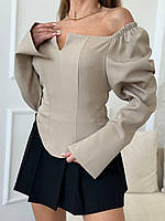 Жіноча барвиста блуза відкриті плечі костюмка No 003