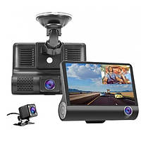Автомобильный видеорегистратор FullHd 3 камеры HDR с экраном 4" IPS 800*480