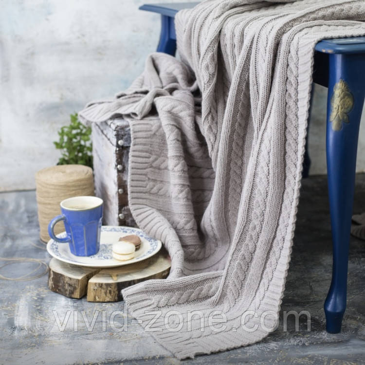 Покривало вʼязане VividZone КЛАСИК 180*220 бежевий