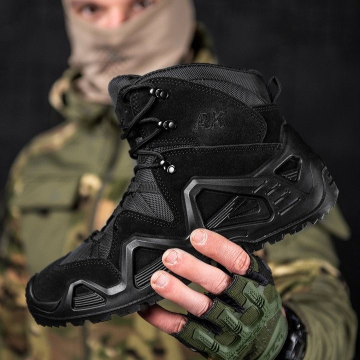 Весенние мужские ботинки АК на гибкой подошве, черные армейские ботинки кожаные для военнослужаших - фото 2 - id-p2101675284