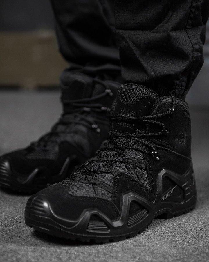Весенние мужские ботинки АК на гибкой подошве, черные армейские ботинки кожаные для военнослужаших - фото 10 - id-p2101675284