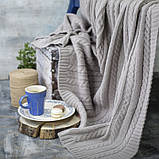 Покривало вʼязане VividZone КЛАСИК 180*220 бежевий, фото 4