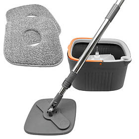 Швабра з відром центрифугою квадратна на 6 л телескопічна швабра зі полосканням та віджиманням
