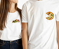 Парные футболки "Пицца цветная"