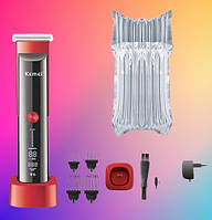 Машинка для стрижки волосся Kemei KM-5016 (акумуляторна, професійна, 4 насадки, LCD дисплей), фото 3