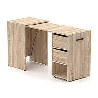 Стіл-трансформер дуб сонома Hobana з шухлядою. Столи смарт розкладні. Комп'ютерний письмовий для дому та офісу