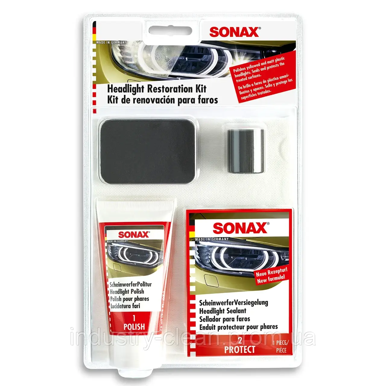 Набір для полірування пластикових фар 75 мл SONAX Headlight Restoration Kit (405941)