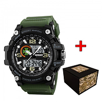Годинник наручний Patriot 012AGDPS ДПС Чорні з зеленим + Коробка