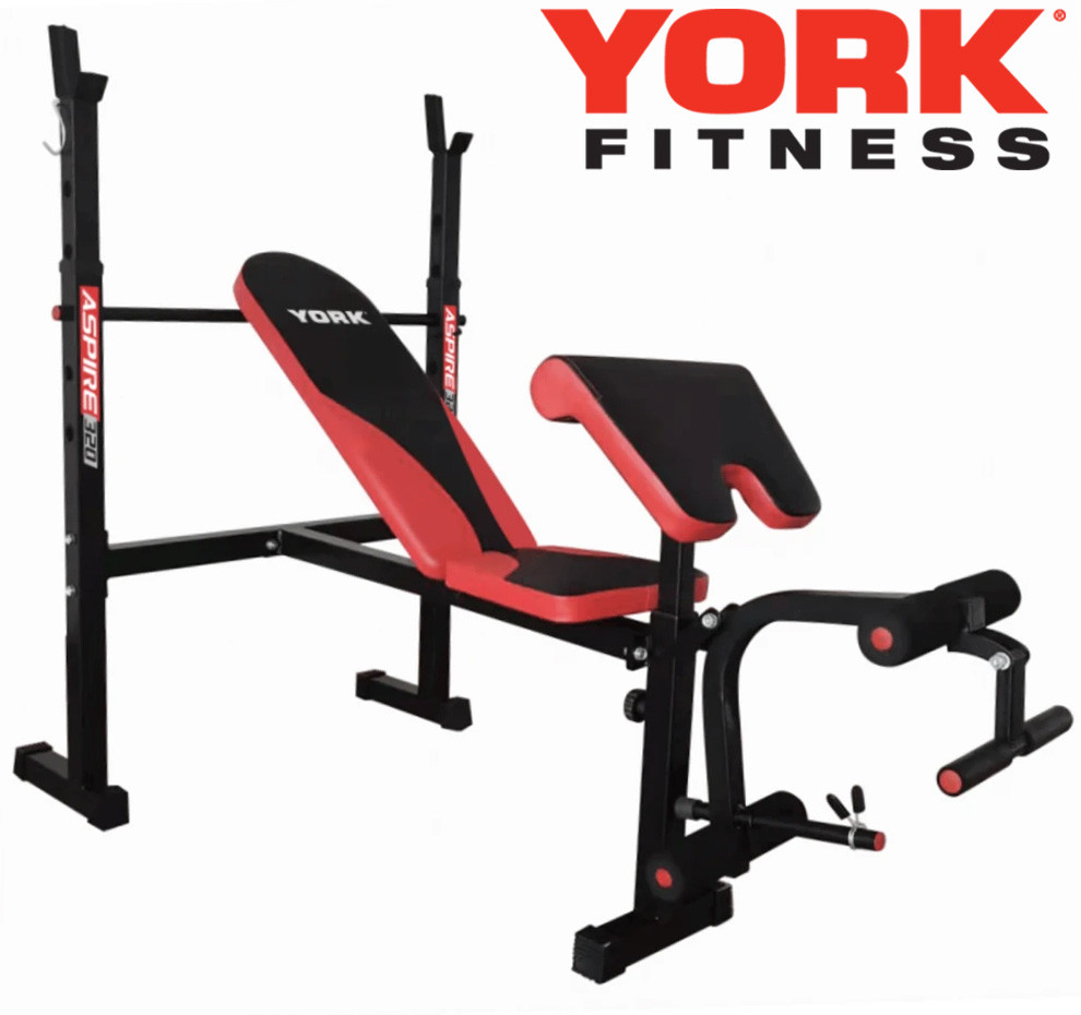 Лава для жиму зі стійкою для штанги та партою Скотта York Fitness ASPIRE 320