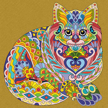 Картина за номерами антистрес Мандала кіт 30х30 см Strateg (JCEE36823)