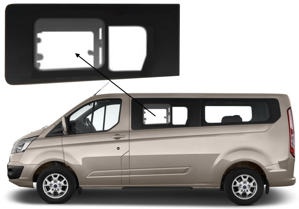 Бічне скло Ford Transit Custom 2013-2023 з кватиркою салону переднє ліве