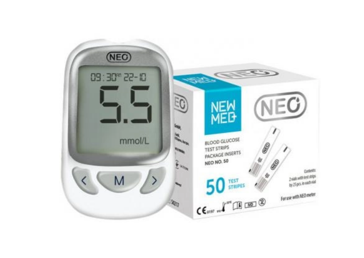 Система контролю рівня глюкози в крові Neo (глюкометр) + 60 тест-смужок. Колір: білий