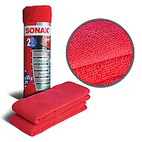 Набір серветок з мікрофібри для кузова червона 2 шт 40х40 см SONAX Microfibre Cloths Outside (416241)