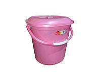 Відро з кришкою SENYAYLA 13,5л рожевий пластик "Smart" №3 3060