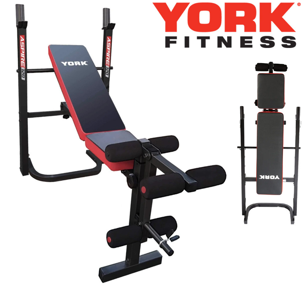 Лава тренувальна York Fitness ASPIRE 120 складана зі стійкою під штангу / Гарантія 2 роки