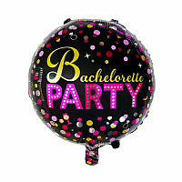Фольгована кулька круг "Bachelorette party" чорна 18"(45см) 1шт.