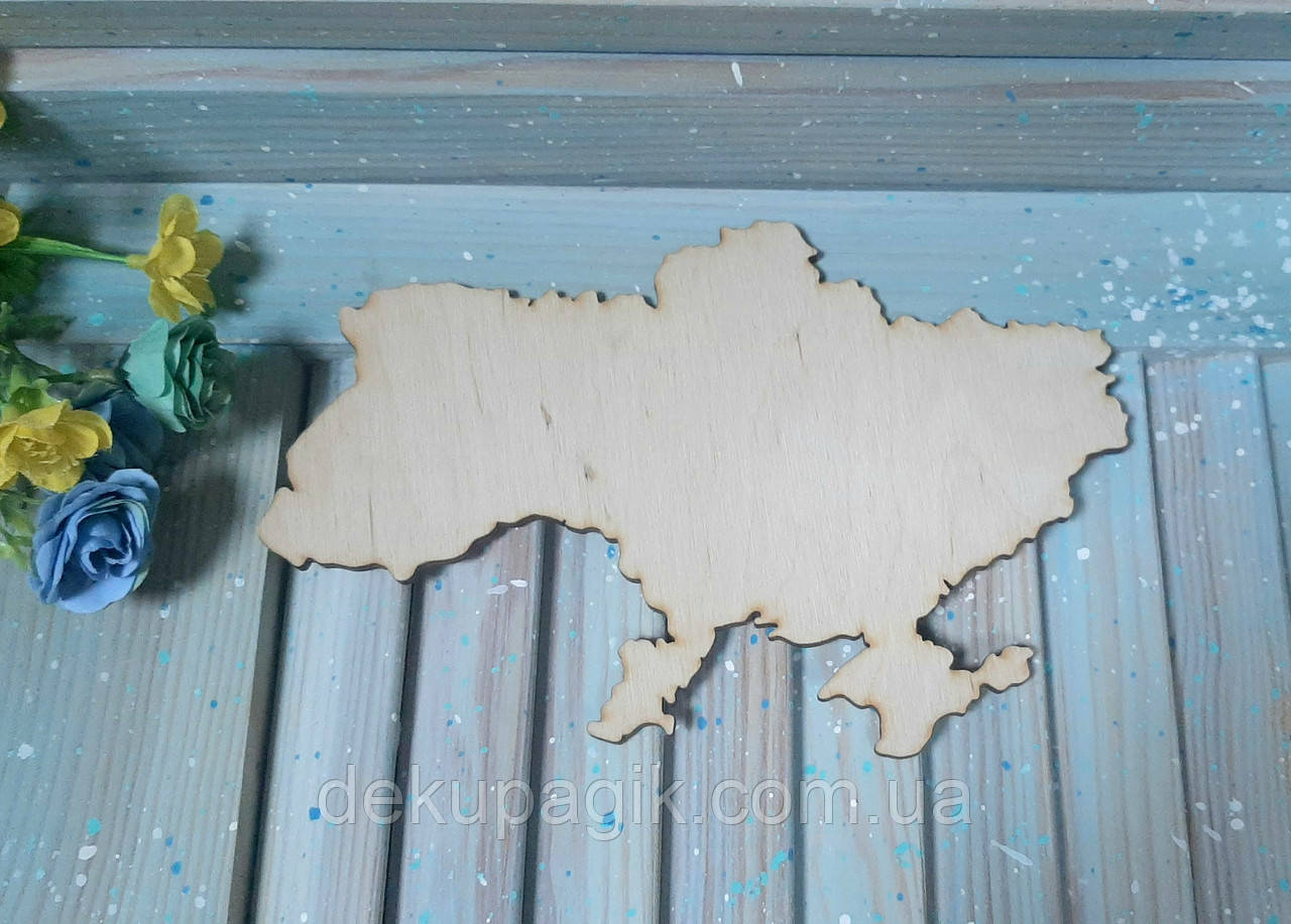 Акція! Мапа України 19,5х13см (фанера 4мм), фото 1