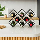 Підставка для пляшок вина Adore Décor Прованс 43х29х15 см Чорний, фото 3