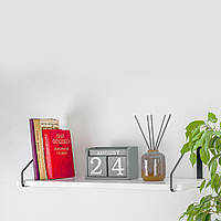 Настінна полиця для книг і декору Adore Décor Одинарна 22х60х18 см Чорний/Білий