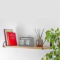 Настінна полиця для книг і декору Adore Décor Одинарна 22х60х18 см Чорний/ Дуб